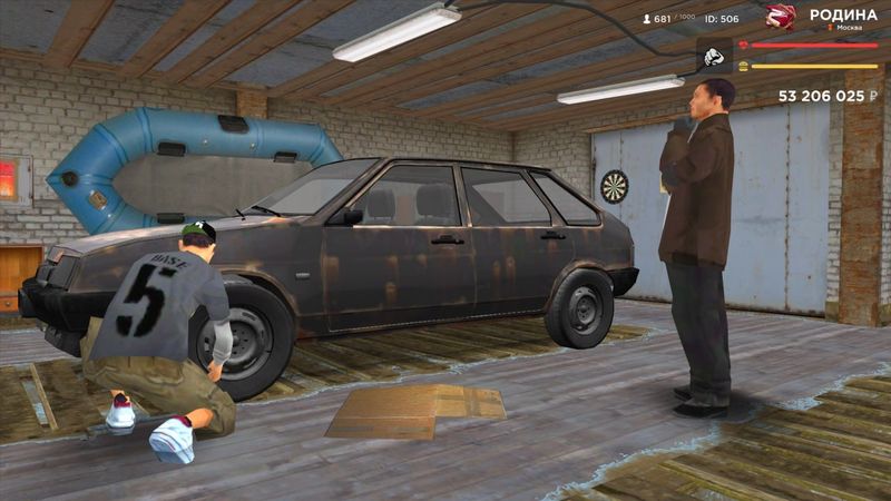 Ржавые «Жигули» внутри гаража